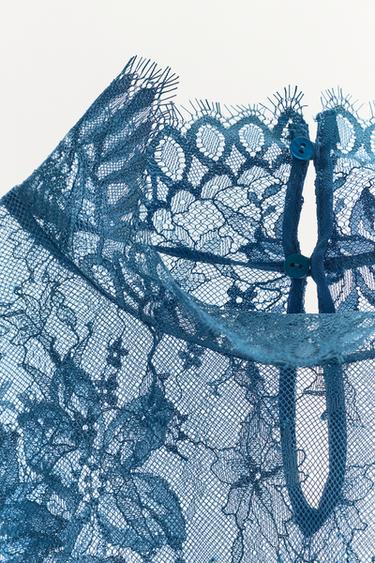 ROBE COURTE EN DENTELLE - Bleu de Zara - Image 5