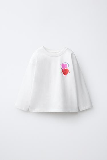 HEART PRINT T-SHIRT - White by Zara - Image 0