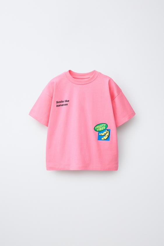 T-SHIRT WITH BANANA PRINT - Pink by Zara - Image 0