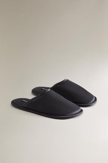 CHAUSSONS OUVERTS À L’ARRIÈRE EN SATIN - Bleu de Zara - Image 1