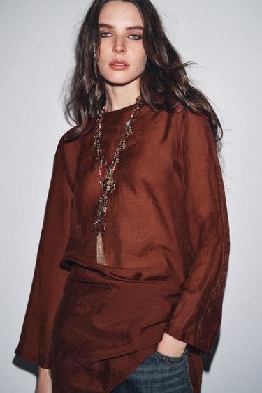 BLOUSE FLUIDE FOULARD MULTIPOSITION ZW COLLECTION - Tuile de Zara - Image 4