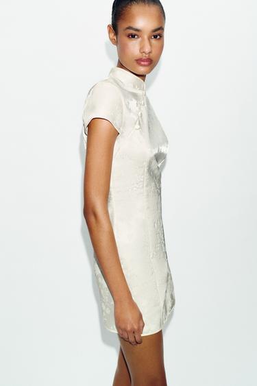 SHORT JACQUARD DRESS - White by Zara - Image 4