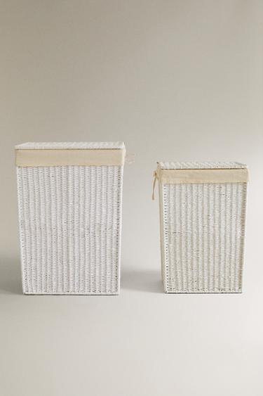 FABRIC-LINED LAUNDRY BASKET - White by Zara