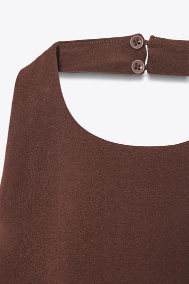 VESTIDO HALTER DRAPEADO - Marrón de Zara