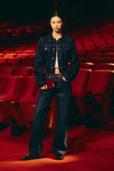 デニム風レザー ジャケットダークインディゴブルーZaraのデニム風レザー ジャケット - ダークインディゴブルー 