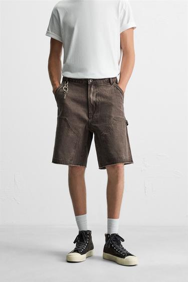Zara CARPENTER POCKET BERMUDA SHORTS - Brown