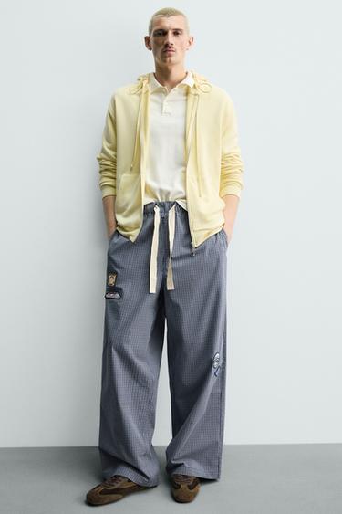 RELAXED FIT CHECK TROUSERS WITH PATCHES - Navy blue by Zara - Image 6