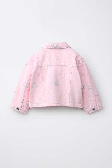 BLOUSON EN SERGÉ CŒURS BRODÉS - Rose de Zara - Image 1