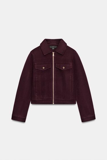 SOFT JACKET WITH ZIP - Burgundy by Zara - Image 0