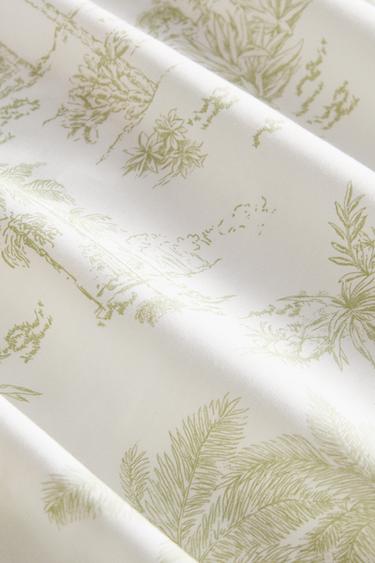 HOUSSE DE COUETTE SATIN TOILE DE JOUY PALMIERS - Vert de Zara - Image 4