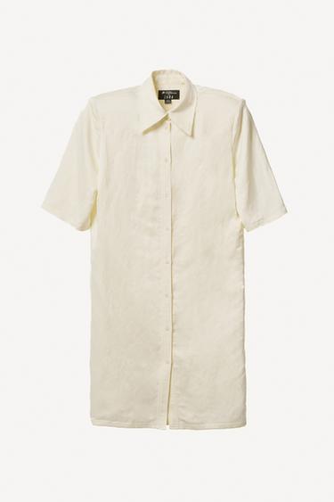 LINEN BLEND SHIRT DRESS WITH SHOULDER PADS WILLY CHAVARRIA X ZARA - Ecru by Zara