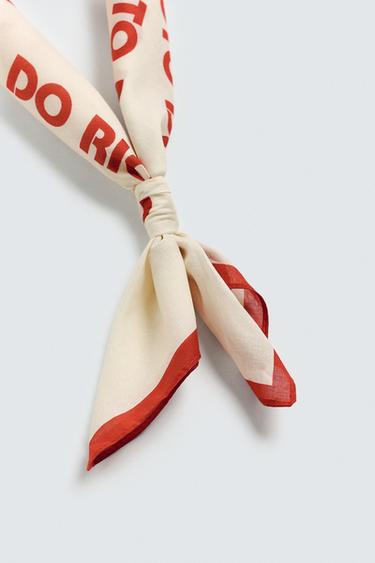 BANDANA TEXTE IMPRIMÉ - Écru de Zara - Image 4