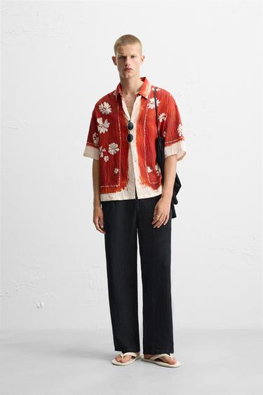 FLORAL PRINT SHIRT - Ecru / Red by Zara - Image 0