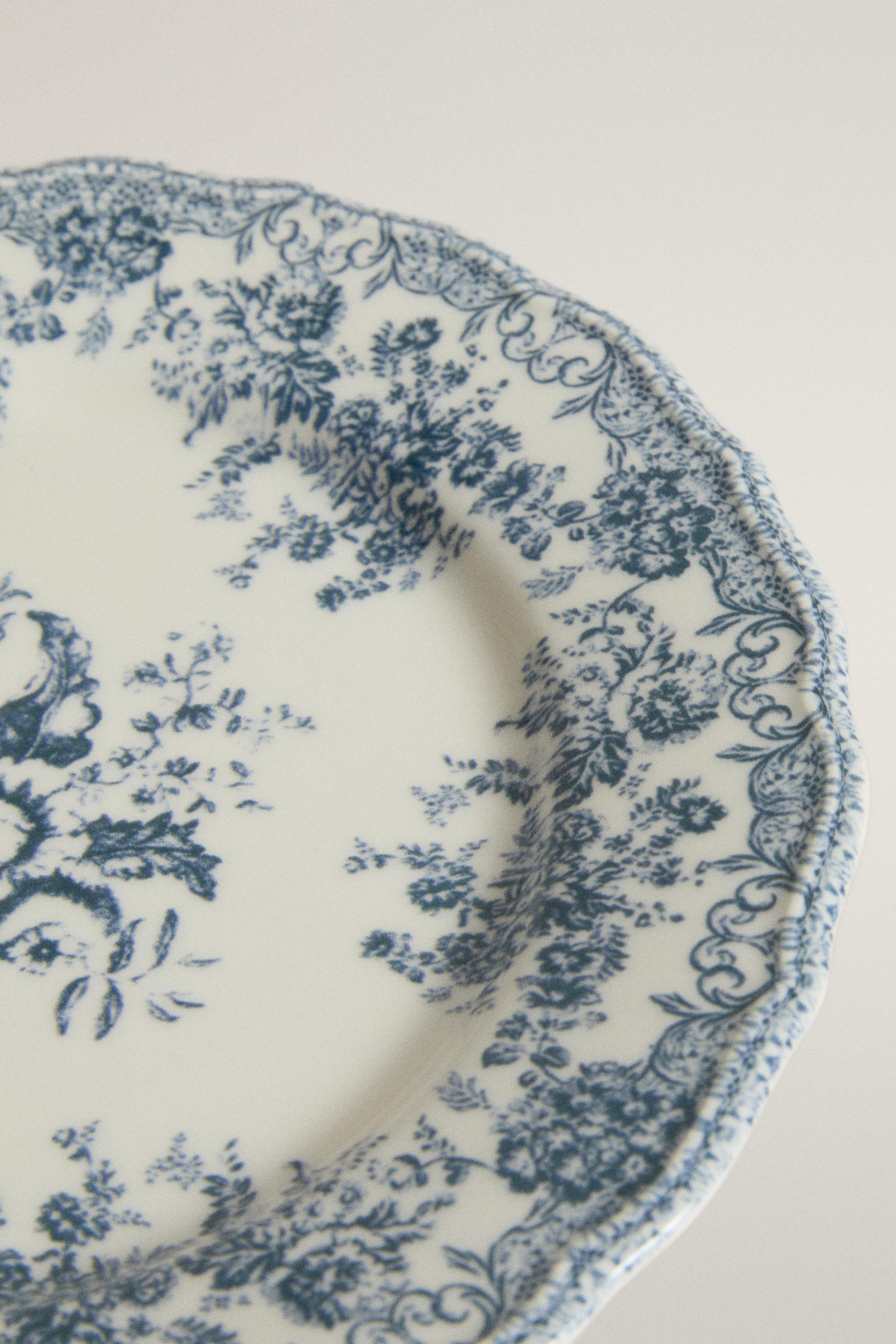 FLORAL EARTHENWARE DINNER PLATE - Blue | ZARA Turkey