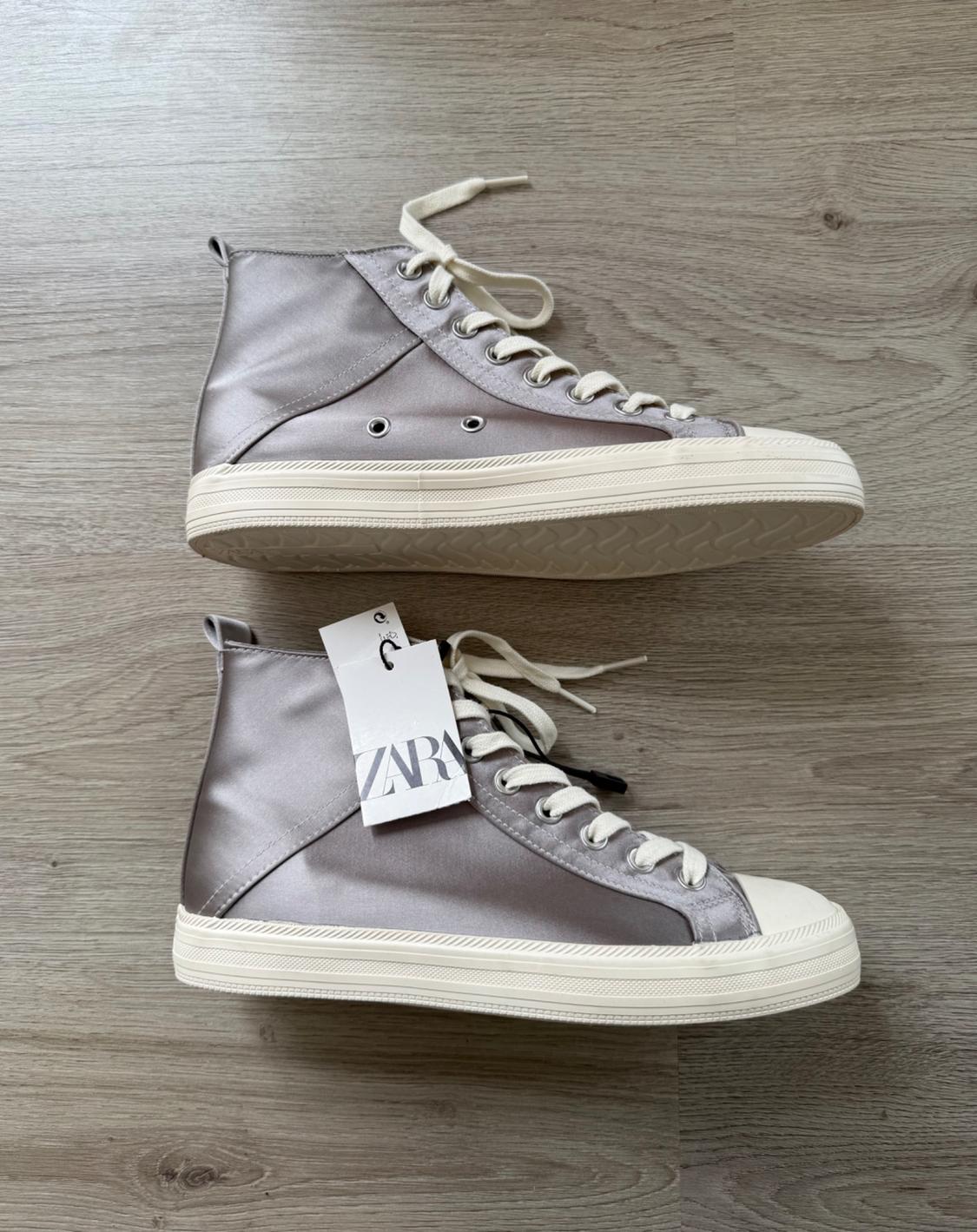 SATIN HIGH-TOP TRAINERS