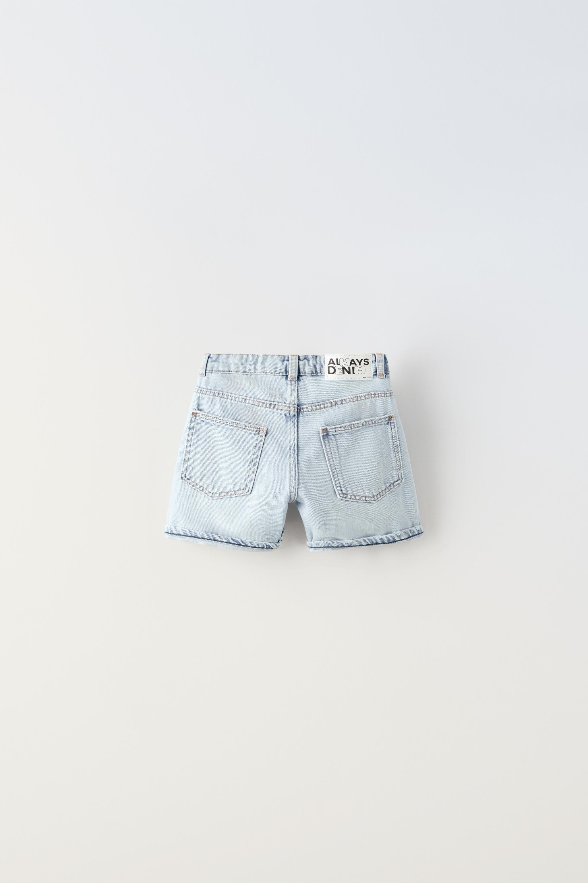 SHORT EN JEAN A BANDES LATERALES Bleu clair ZARA France