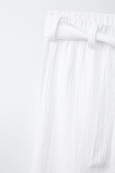 PANTALON À TEXTURE CEINTURE - Blanc de Zara - Image 2