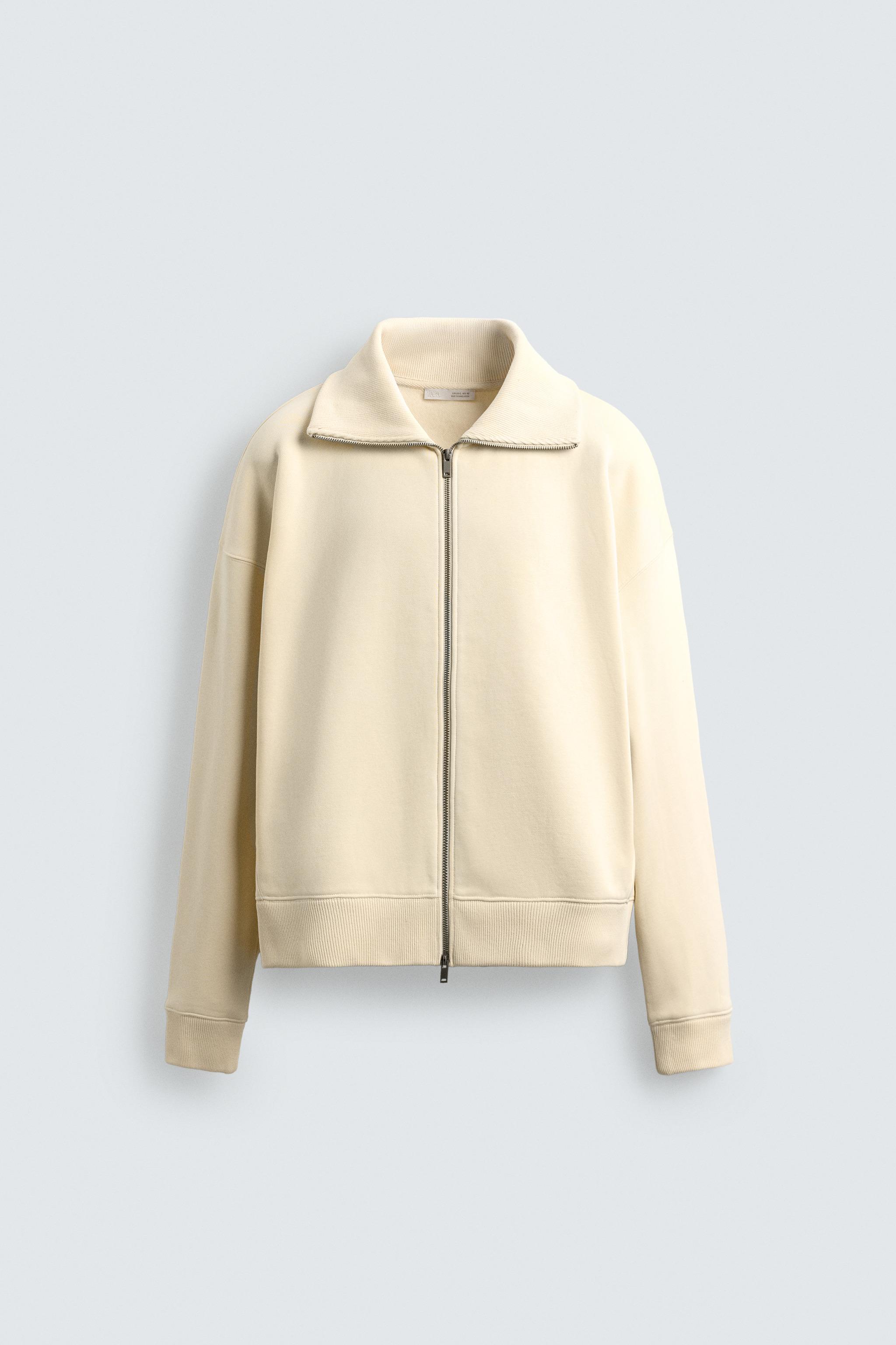 RIB ZIP SWEATSHIRT - Oyster-white | ZARA United States