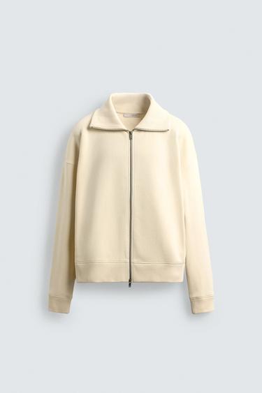 RIB ZIP-UP SWEATSHIRT - Oyster-white by Zara