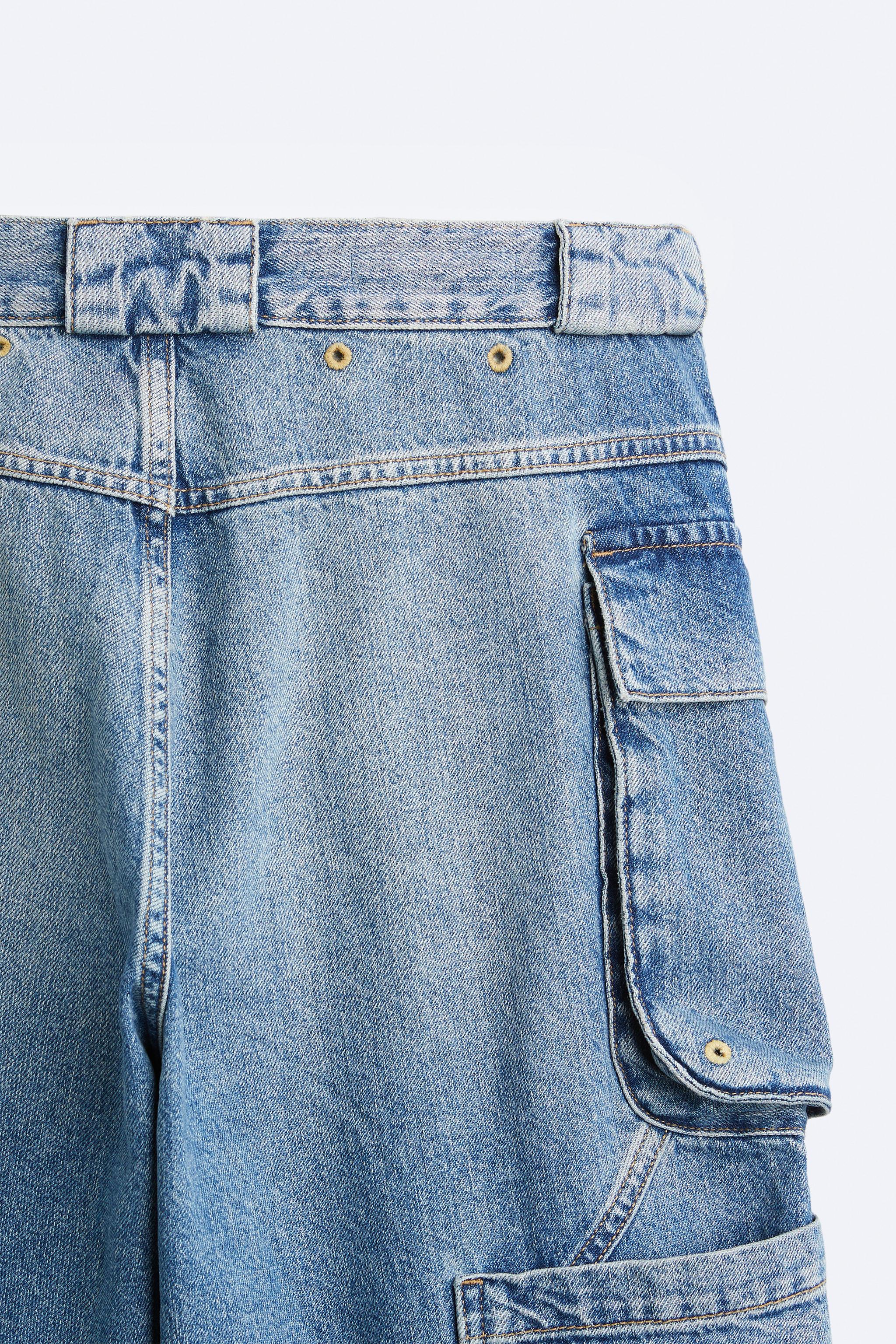 FLARED FIT CARGO JEANS - Blue | ZARA United States