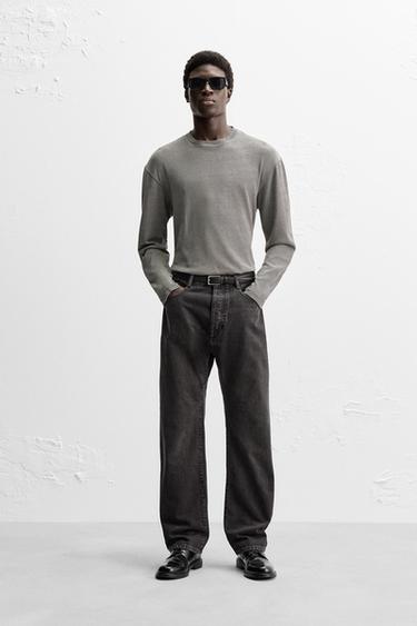 CAMISETA JACQUARD RAYAS - Crudo / Negro de Zara - Imagen 0