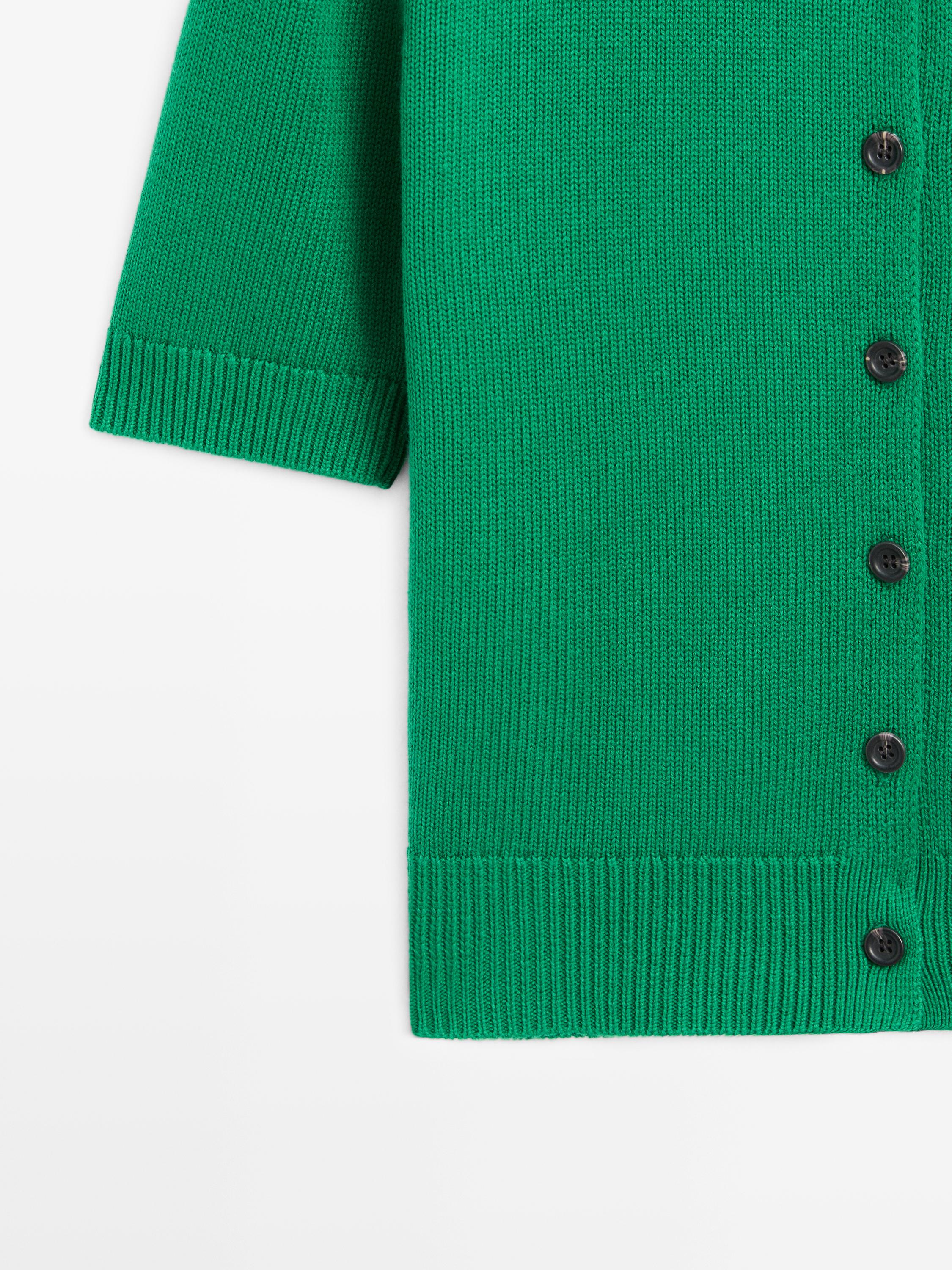 Cotton blend short sleeve knit cardigan