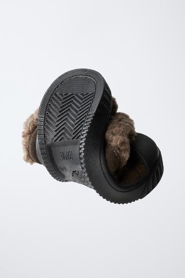 FAUX SHEARLING HIGH-TOP SNEAKERS - Brown by Zara - Image 7