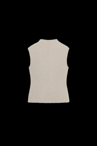 Zara TWILL BUTTON VEST - Stone