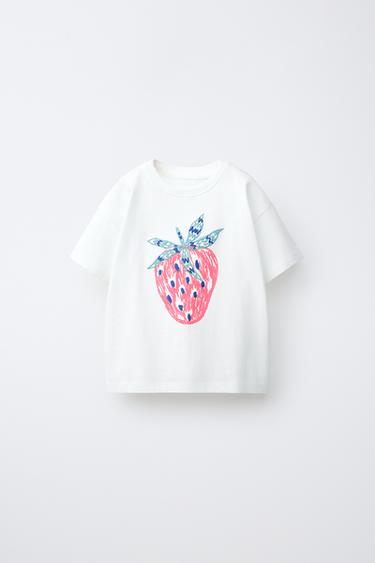 Zara MAJICA S PRINTOM I VEZOM VOĆA – Bijela