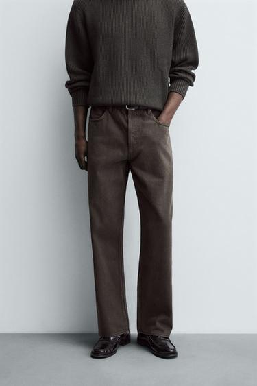 STRAIGHT FIT JEANS - Brown by Zara