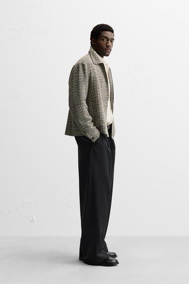 TEXTURED ZIP-UP OVERSHIRT - Green by Zara - Image 3