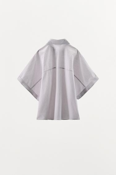 STRIPED PYJAMA-STYLE SHIRT - white/turquoise by Zara - Image 6