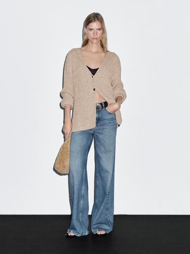Zara Flecked knit cardigan - Sand - Image 0