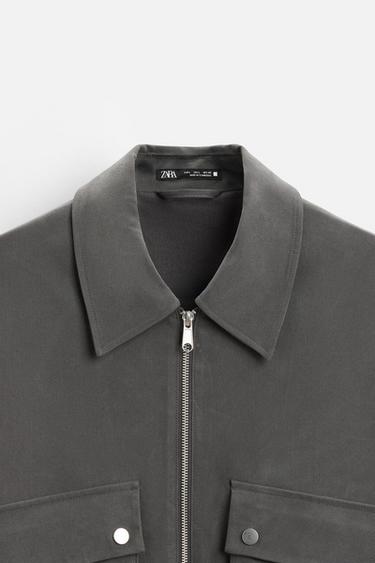 WEICHE JACKE MIT TASCHEN - Grau von Zara