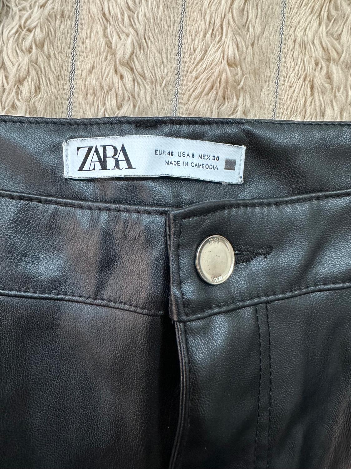 LEATHER EFFECT LONG LENGTH STRAIGHT-LEG TROUSERS - Image 6