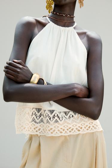 TOP RUSTIQUE BAS EN CROCHET - Beige clair de Zara - Image 4