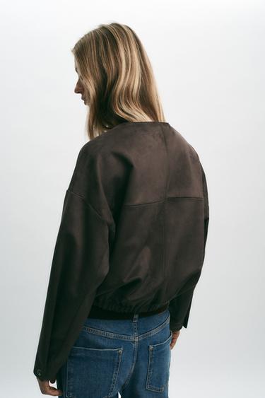 BLOUSON EFFET DAIM - Chocolat de Zara - Image 5