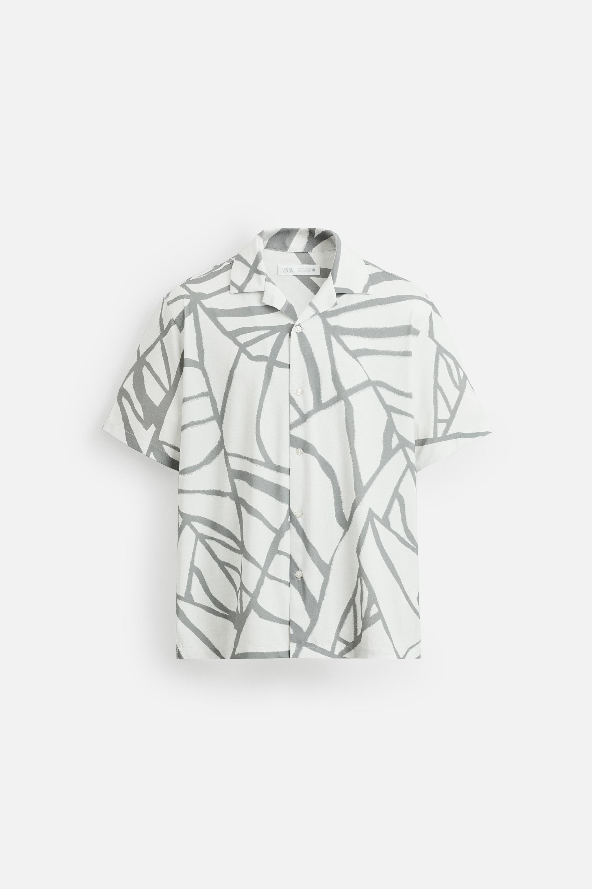 ABSTRACT PRINT STRETCH SHIRT - White | ZARA United States