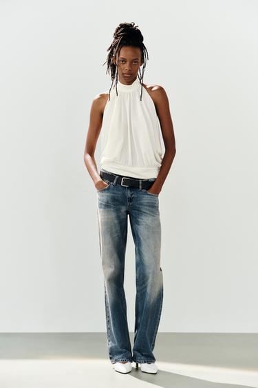 BALLOON HALTER TOP - Oyster-white by Zara - Image 0