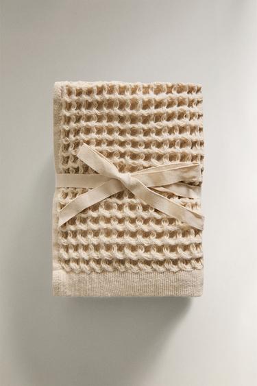 WAFFLE-KNIT COTTON HAND TOWEL (PACK OF 3) - Sand by Zara