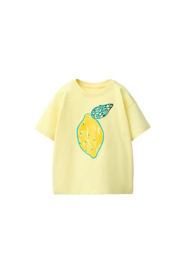 ÁO PHÔNG IN VÀ THÊU HỌA TIẾT TRÁI CÂY - Màu vàng từ Zara