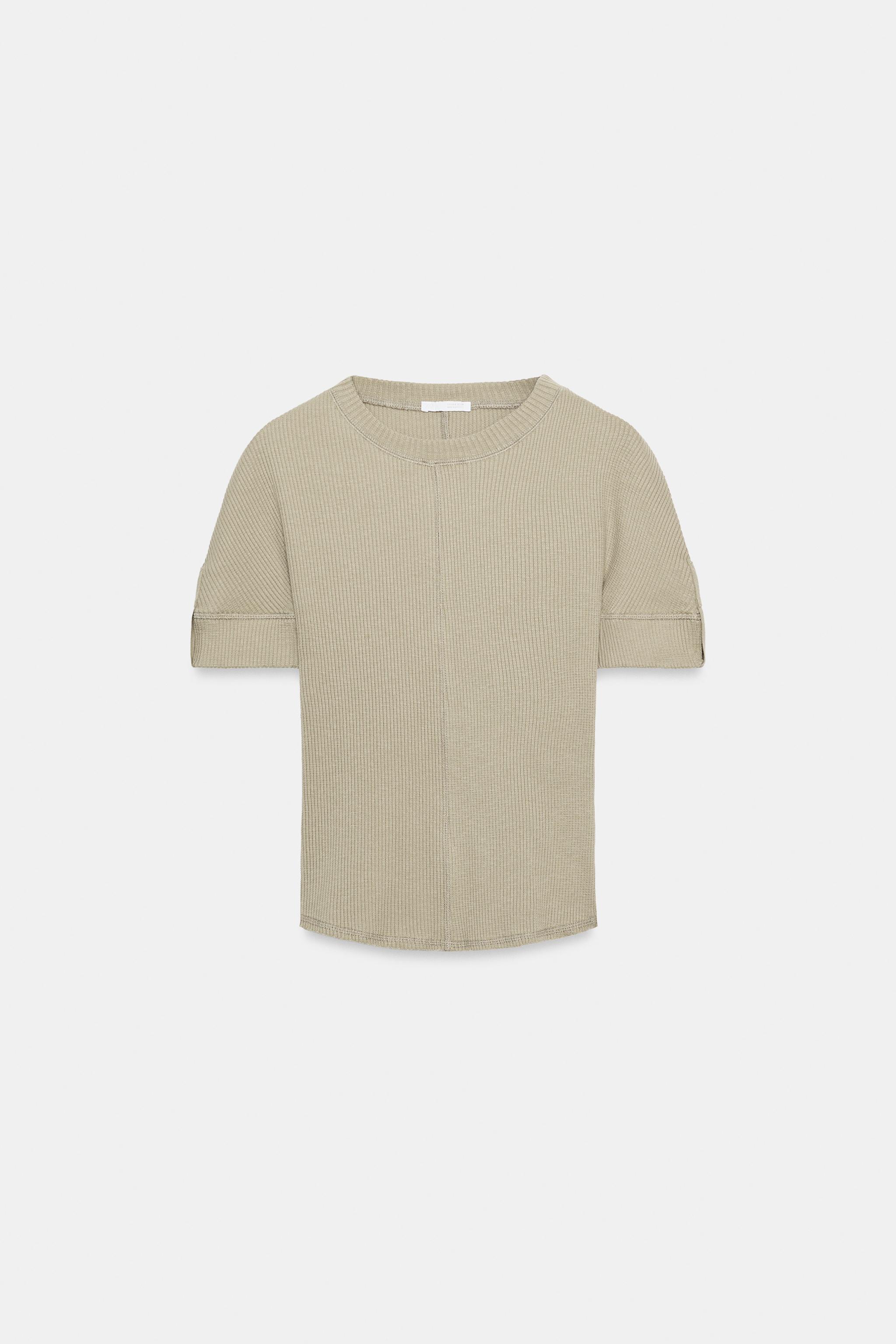 Женские футболки Zara COTTON RIB T-SHIRT — фото 5