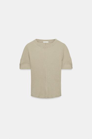 COTTON RIB T-SHIRT - Khaki by Zara