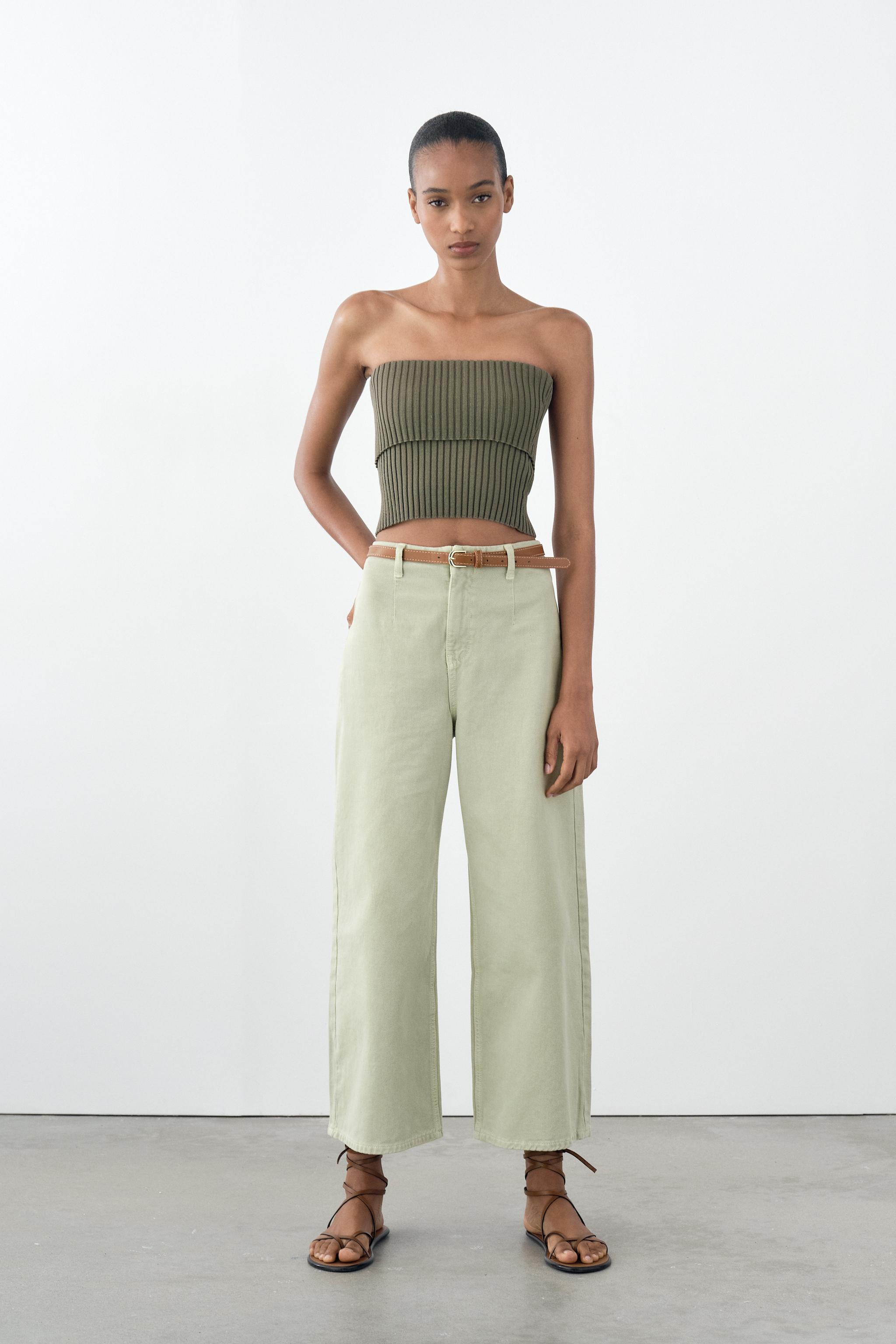 Z1975 BELTED HIGH RISE CROPPED WIDE LEG JEANS