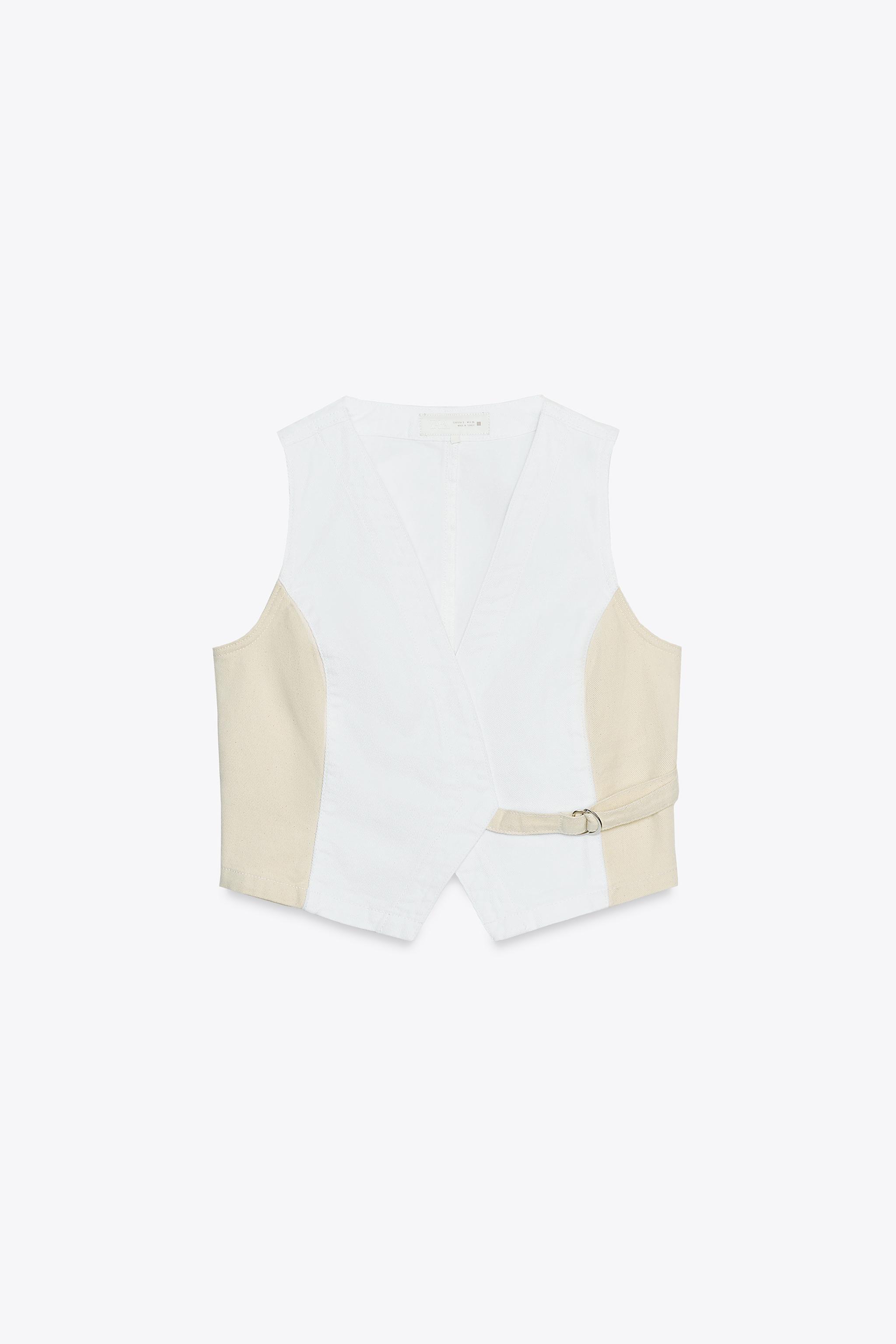 K❥︎!!! Z1975 DENIM COLOR BLOCK VEST - ecru-white | ZARA United States
