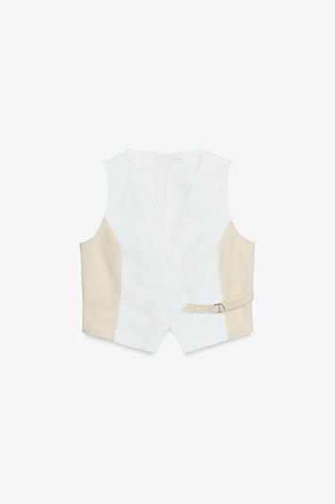 CHALECO Z1975 DENIM COLOR BLOCK - crudo-blanco de Zara