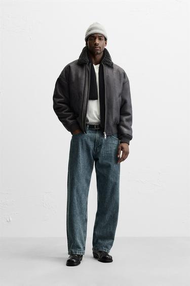 ДУБЛЕНКА ИЗ ИСКУССТВЕННОЙ КОЖИ — СЕРО-СИНИЙ от Zara — изображение 0