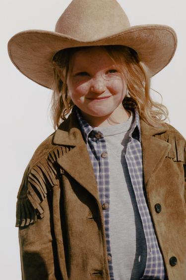 FAUX-SUEDE FRINGED COWBOY JACKET — Beige 1