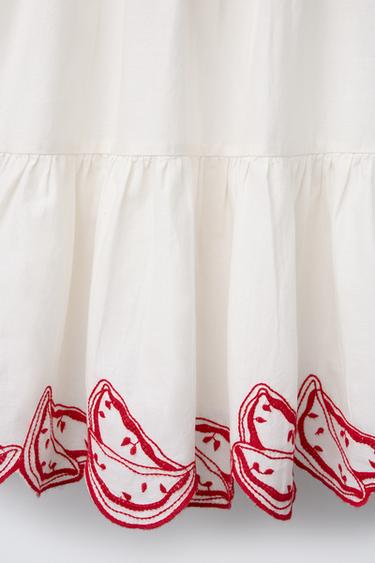 ROBE BRODERIES PASTÈQUES - Écru / Rouge de Zara - Image 3