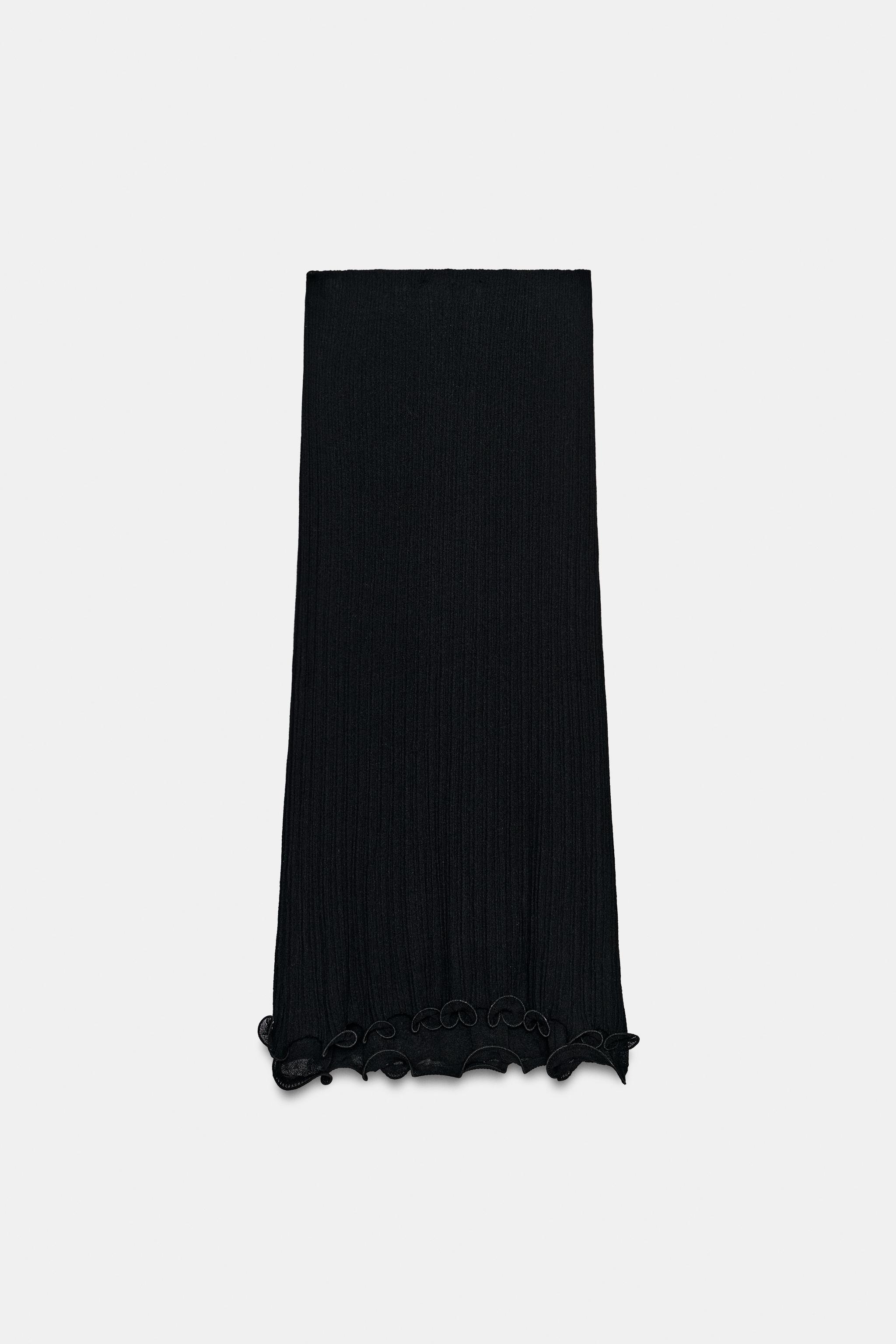 DOUBLE-LAYER KNIT MIDI SKIRT